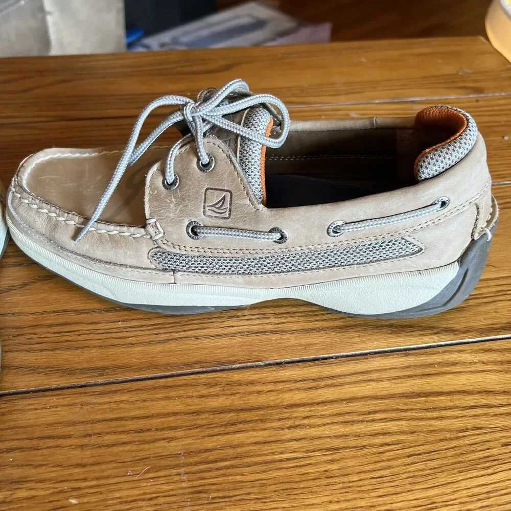 Mens Sperry Top Slider Original Tan Brown Leather Boat Shoe 077924 Size 8.5M